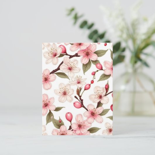 Kersenbloemenpatroon Briefkaart (Staand voorkant)
