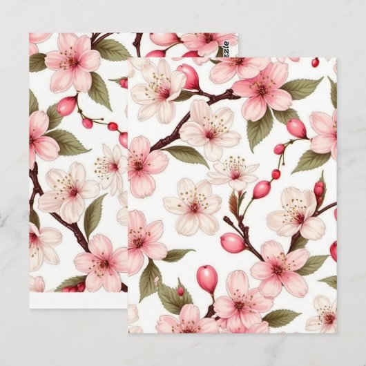 Kersenbloemenpatroon Briefkaart (Voorkant / Achterkant)