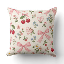 Kersenbloemstof met vintage roze strikpatroon