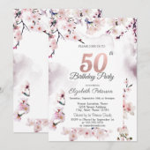 Kersenbloesem 50ste verjaardag kaart (Voorkant / Achterkant)