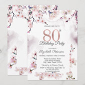 Kersenbloesem 80ste verjaardag kaart (Voorkant / Achterkant)