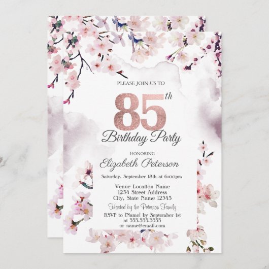 Kersenbloesem 85ste verjaardag kaart (Voorkant / Achterkant)