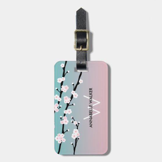 Kersenbloesem Aangepaste naam Bagagelabel (Voorkant verticaal)