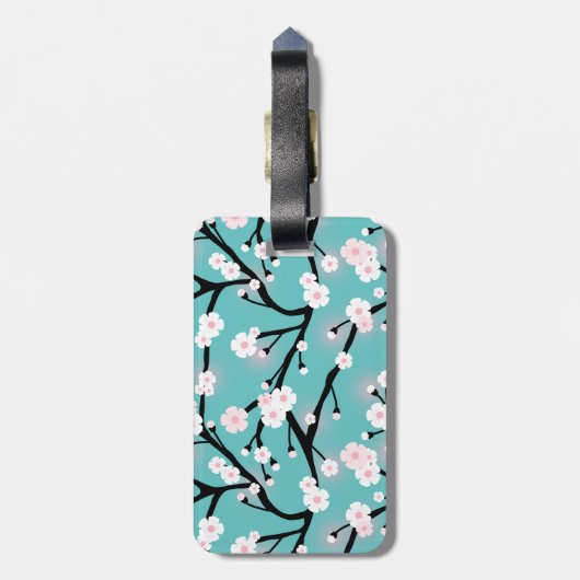 Kersenbloesem Aangepaste naam Bagagelabel (Achterkant verticaal)