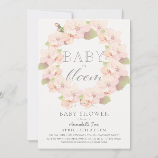 Kersenbloesem Baby in Bloom Meisje Baby Shower Kaart (Voorkant)