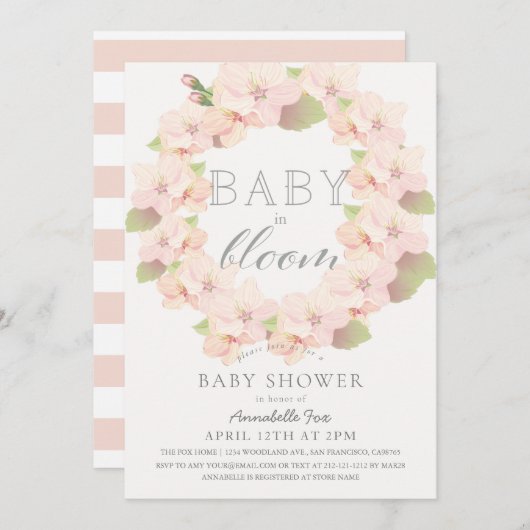 Kersenbloesem Baby in Bloom Meisje Baby Shower Kaart (Voorkant / Achterkant)