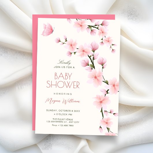 Kersenbloesem baby shower kaart