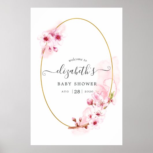 Kersenbloesem Baby Shower Welkom Poster (Voorkant)