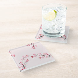 Kersenbloesem bedrukte glazen onderzetters