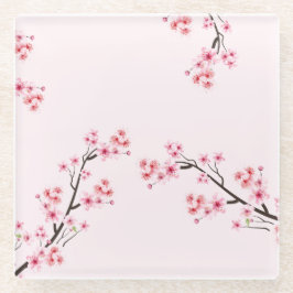 Kersenbloesem bedrukte glazen onderzetters
