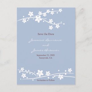 Kersenbloesem Blauw Aankondigingskaart