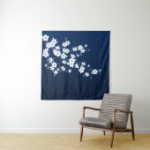 Kersenbloesem Blauw Wit Wandkleed (In situ)