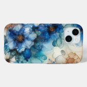 kersenbloesem | Blauwe en gouden Waterverf Case-Mate iPhone Case (Achterkant (horizontaal))