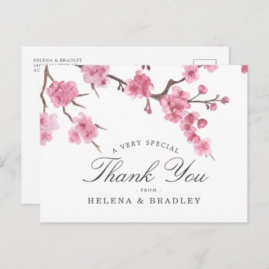 Kersenbloesem Bloei | Huwelijk Bedankt Briefkaart (Voorkant / Achterkant)
