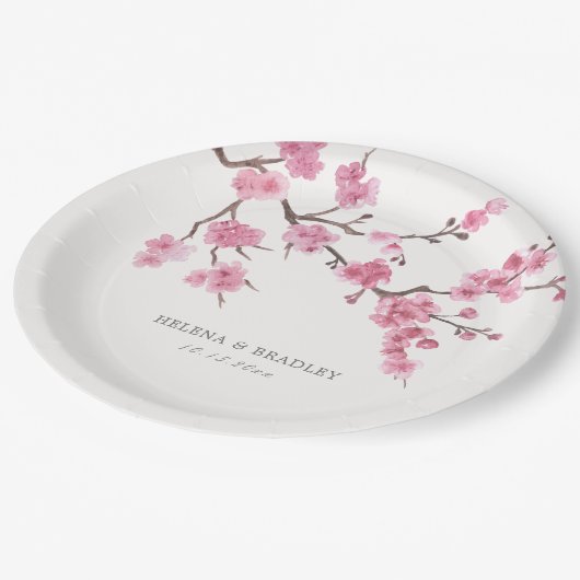 Kersenbloesem bloei papieren bordje (Gekanteld)