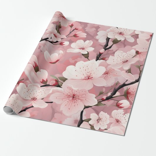 Kersenbloesem Bloem Cadeaupapier (Uitgerold)