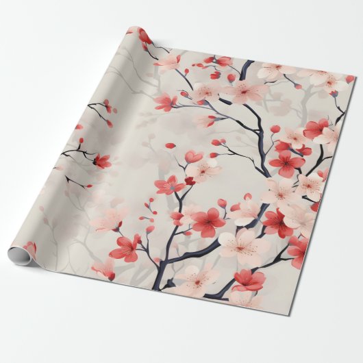 Kersenbloesem bloem cadeaupapier (Uitgerold)