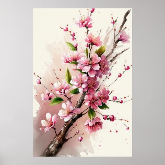 Kersenbloesem Bloem Kunstprint Poster (Voorkant)