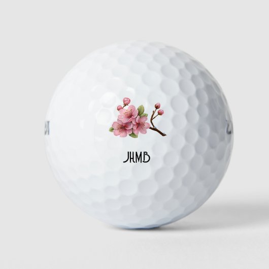 Kersenbloesem Bloem Monogram Kunst Golfballen (Voorkant)