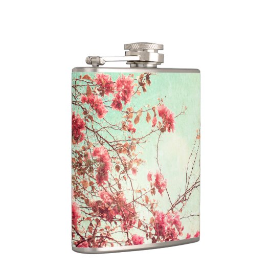 Kersenbloesem Bloemen Bloemen Bloemen Rode Whiskey Heupfles (Rechts)