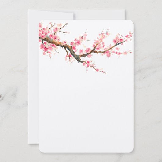 Kersenbloesem Bloemen en Vogels Bruiloft Kaart (Achterkant)