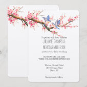 Kersenbloesem Bloemen en Vogels Bruiloft Kaart (Voorkant / Achterkant)