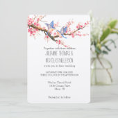 Kersenbloesem Bloemen en Vogels Bruiloft Kaart (Staand voorkant)