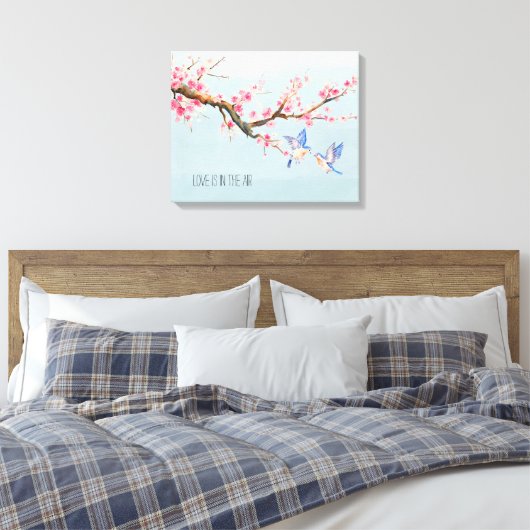 Kersenbloesem Bloemen en Vogels Canvas Afdruk (Insitu (Slaapkamer))