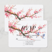 Kersenbloesem Bloemen en vogels RSVP (Voorkant / Achterkant)
