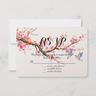 Kersenbloesem Bloemen en vogels RSVP Kaartje