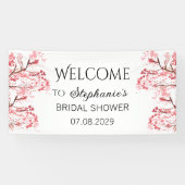 Kersenbloesem Bloemen Rustieke Bruidsdouche Spandoek (Horizontaal)