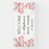 Kersenbloesem Bloemen Rustieke Bruidsdouche Spandoek (Verticaal)
