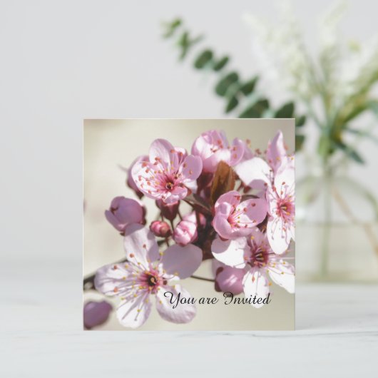 Kersenbloesem bloemen verjaardag kaart (Staand voorkant)