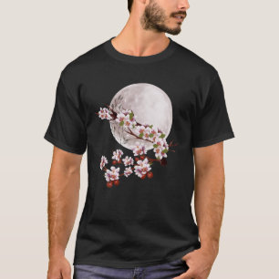 Kersenbloesem Bloemen Volle Maan Sakura Japanse Cu T-shirt