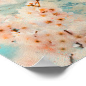 Kersenbloesem bloemen waterverf schilderij poster (Hoek)