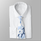 Kersenbloesem Bloemig Blauw Wit Stropdas (Gebonden)