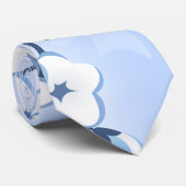 Kersenbloesem Bloemig Blauw Wit Stropdas (Opgerold)
