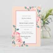Kersenbloesem Bloemige Blush Goud Kaart (Staand voorkant)