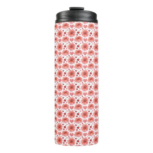 Kersenbloesem Bloemmotief met harten Thermosbeker (Voorkant)