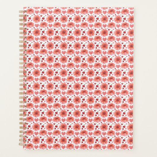 Kersenbloesem bloempatroon met harten planner (Voorkant)