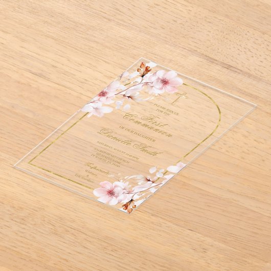 Kersenbloesem Bloesem Doop Acryl Uitnodigingen (Laagn)