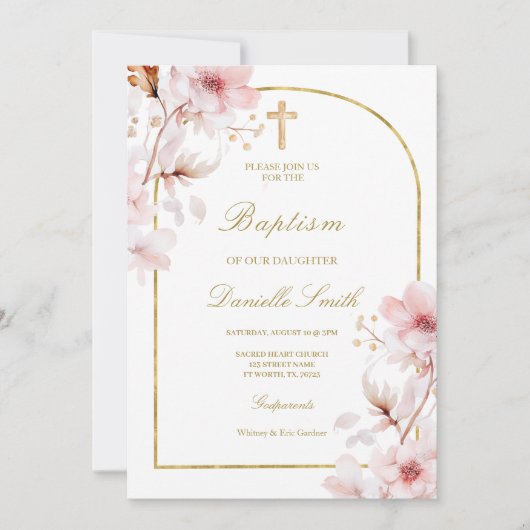 Kersenbloesem Bloesem Doop Kaart (Voorkant)