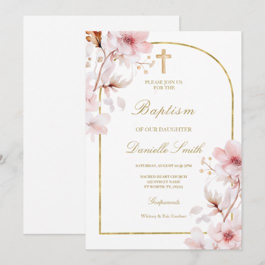 Kersenbloesem Bloesem Doop Kaart (Voorkant / Achterkant)