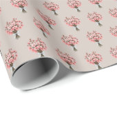 Kersenbloesem Boeket Patroon op Zachte Taupe Cadeaupapier (Rol Hoek)