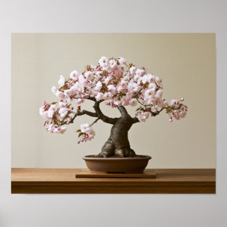 Kersenbloesem Bonsai Kunstprint | Japanse Lente Poster