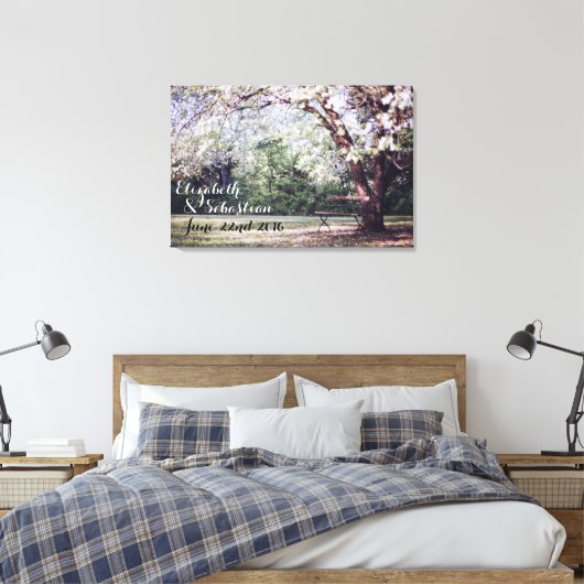 Kersenbloesem boom bruid en bruidegom gepersonalis canvas afdruk (Insitu (Slaapkamer))