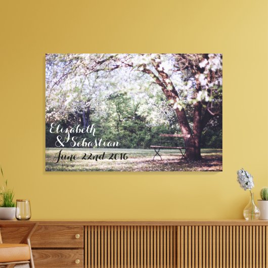 Kersenbloesem boom bruid en bruidegom gepersonalis canvas afdruk (Insitu (Woonkamer))