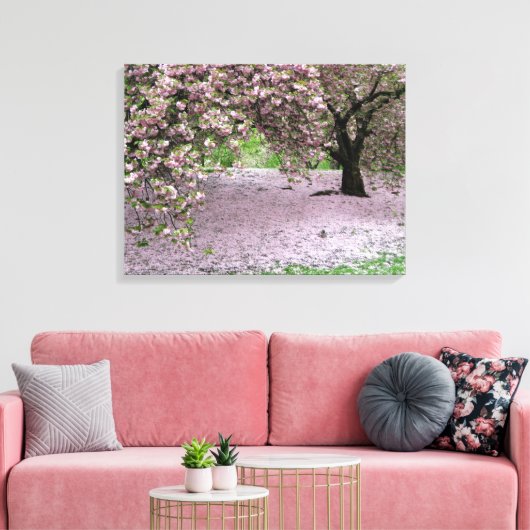 Kersenbloesem boom Drie paneel verpakt canvas (Insitu (Woonkamer))