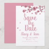 Kersenbloesem Boom Roze Save the Date Uitnodiging (Voorkant / Achterkant)
