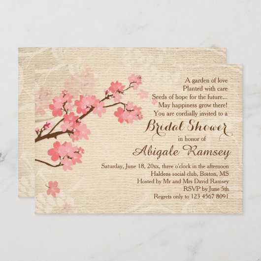 Kersenbloesem Bruids Douche Uitnodiging (Voorkant / Achterkant)